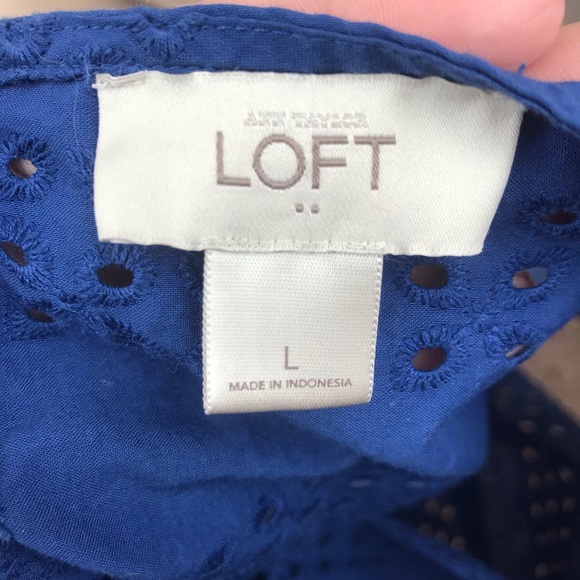 Loft Eyelet Striped Short Sleeve Blouse - Picture 4 of 4